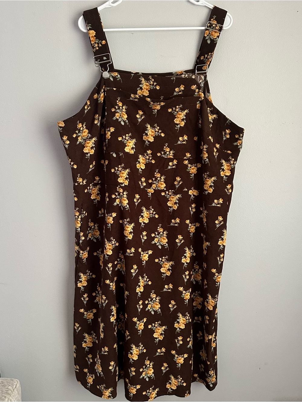 Bloomchic 3X 22/24 women’s overall corduroy floral dress midi brown fall 22-24 - Picture 2 of 8